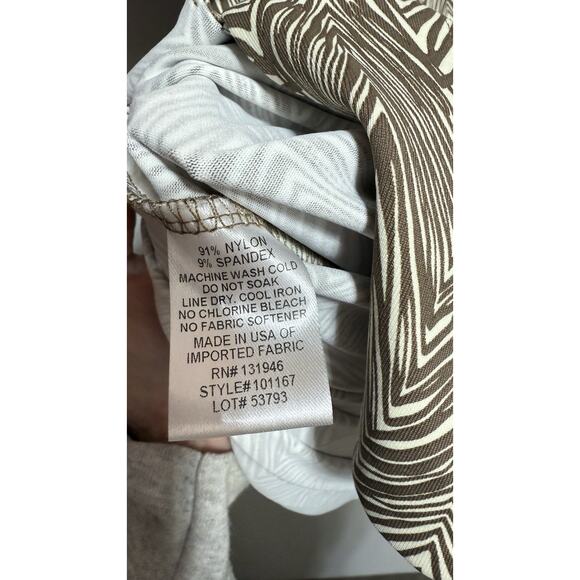 Jude Connally Sleeveless Chevron Print Top XL Brown Beige Stretch Tunic USA - Picture 5 of 5